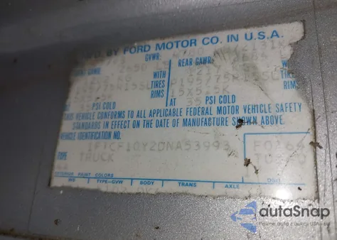 1983 Ford F100 z USA, uszkodzony, nr VIN 1FTCF10Y2DNA53993